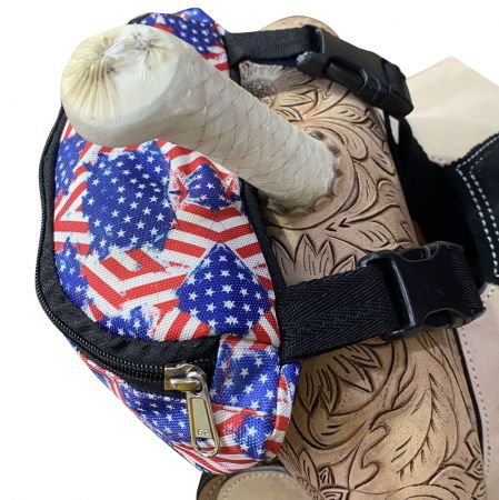 Showman American Flag Print Insulated Nylon Saddle Pouch #2